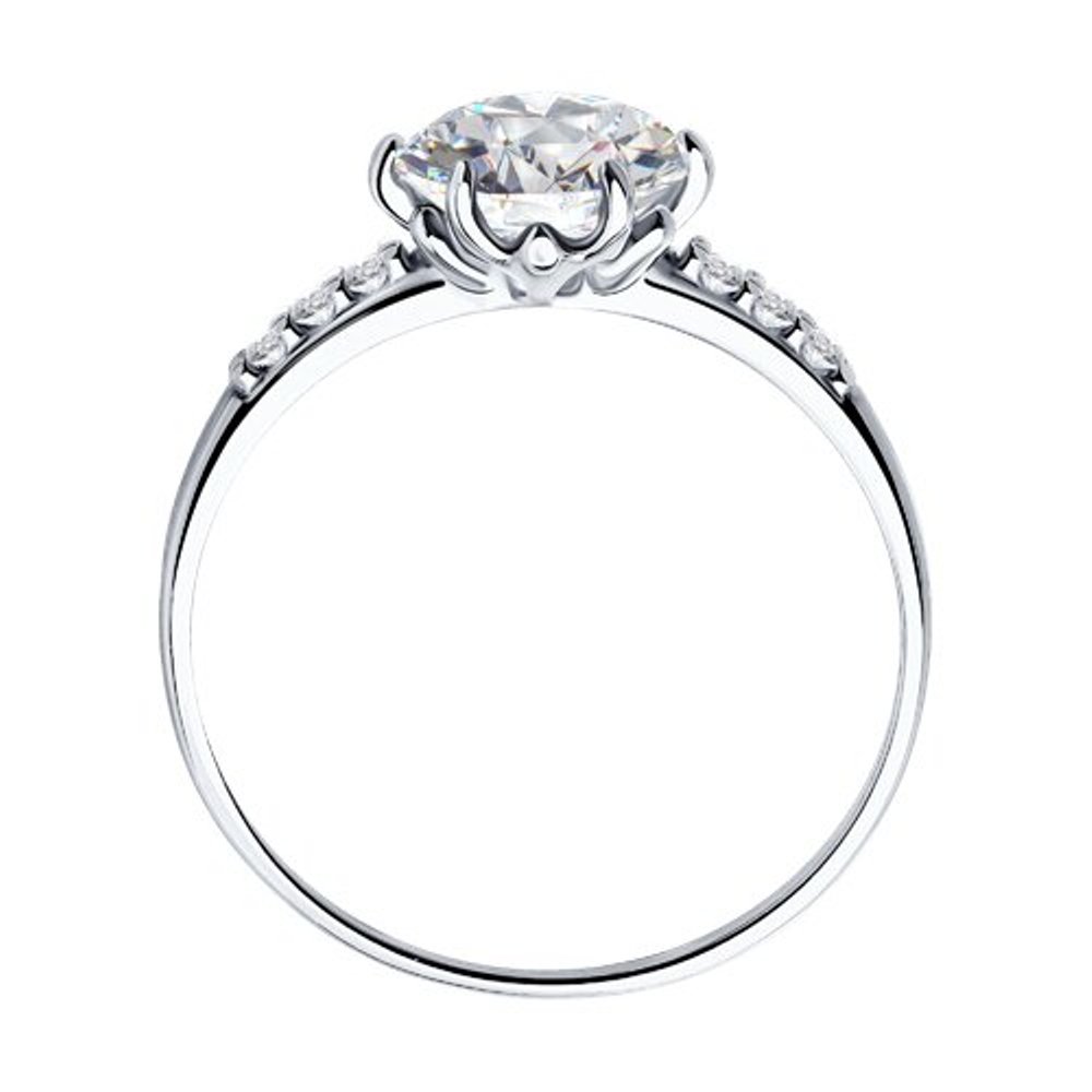 Кольцо из родированого серебра 925 пробы 89010012 с фианитом swarovski