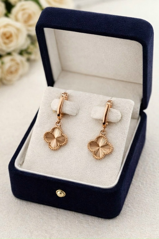 Серьги с английским замком женские из красного золота 585 пробы С-3105