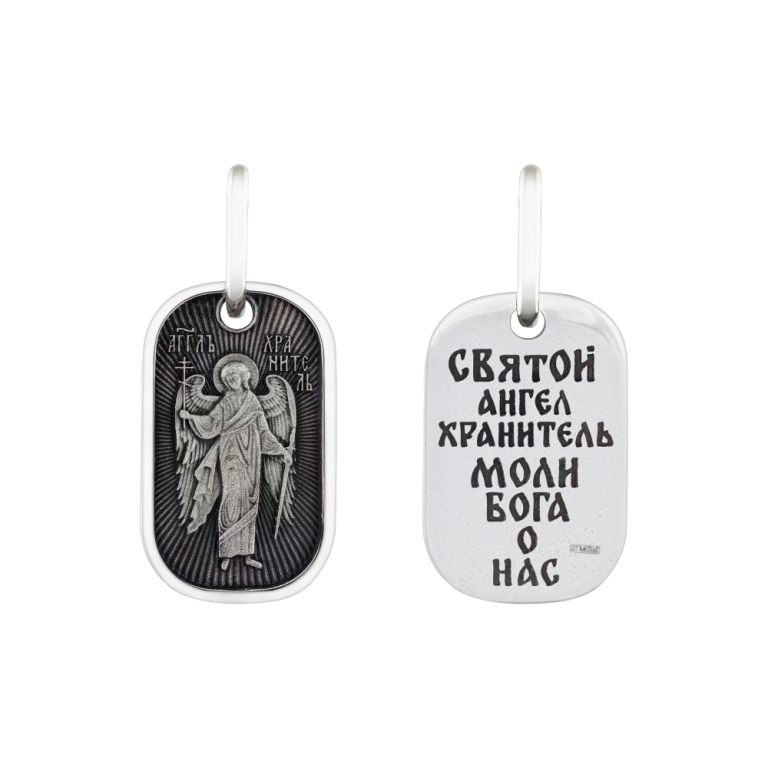 Икона Ангела Хранителя из родированного с чернением серебра 925 пробы НП22-3071-3