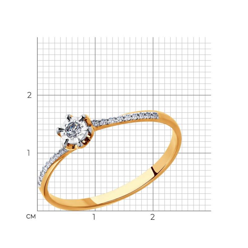 Кольцо из красного золота 585 пробы 1011408 с бриллиантом