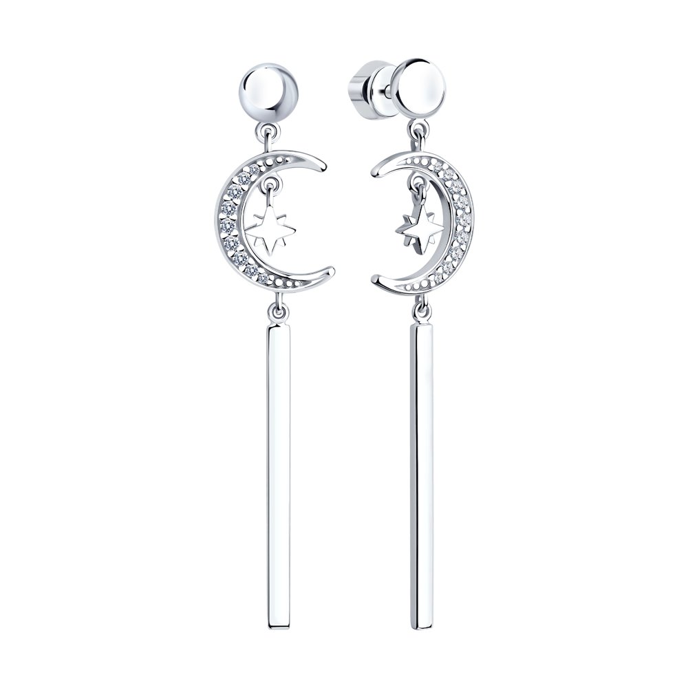 Пусеты из родированого серебра 925 пробы 94023964