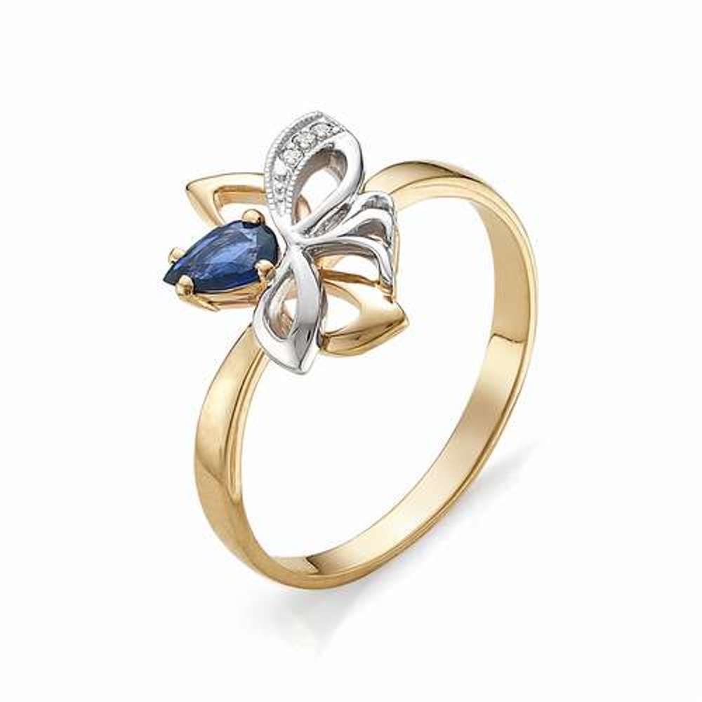 Кольцо из золота 585 пробы К1197-122 с бриллиантами и сапфиром