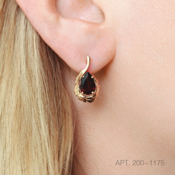 Серьги с английским замком женские из красного золота 585 пробы 200-1175  Красный