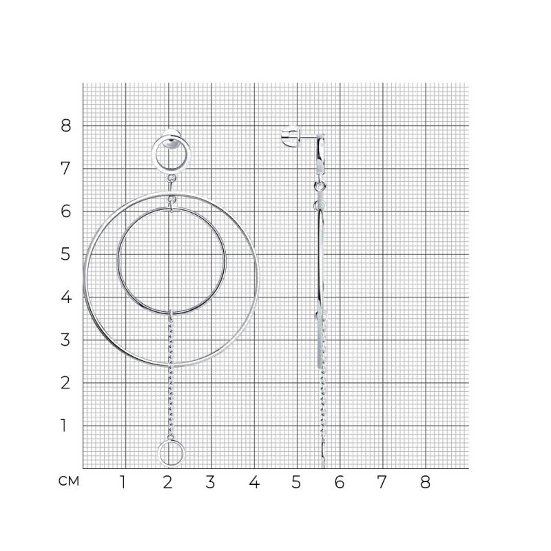 Пусеты из родированого серебра 925 пробы 94023869