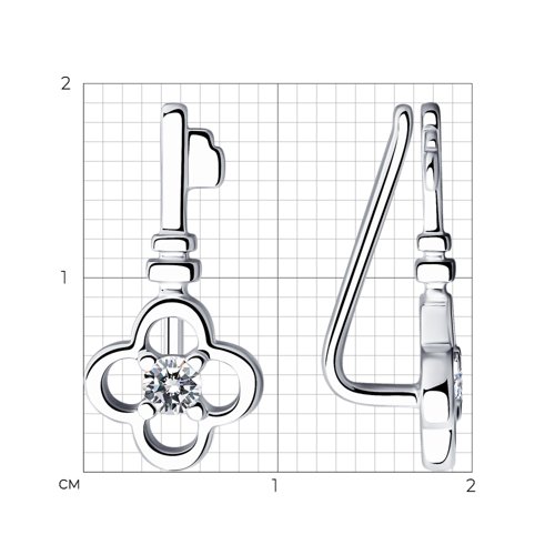 Серьги на петле из родированого серебра 925 пробы 94023909