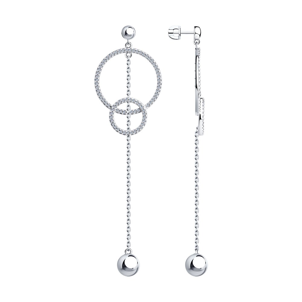 Пусеты из родированого серебра 925 пробы 94023600