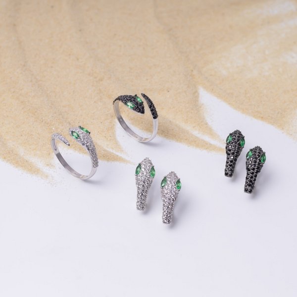 Серьги из серебра 2101524-00455 Змея