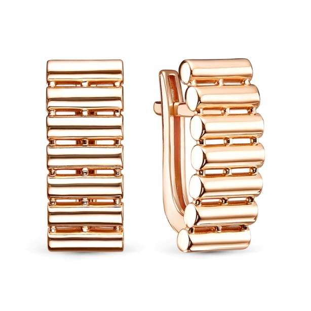 Серьги с английским замком женские из красного золота 585 пробы 120893