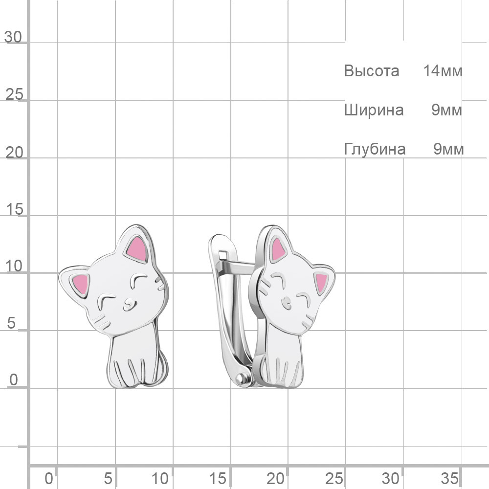 Серьги с английским замком детские из серебра 925 пробы 34312  Родирование