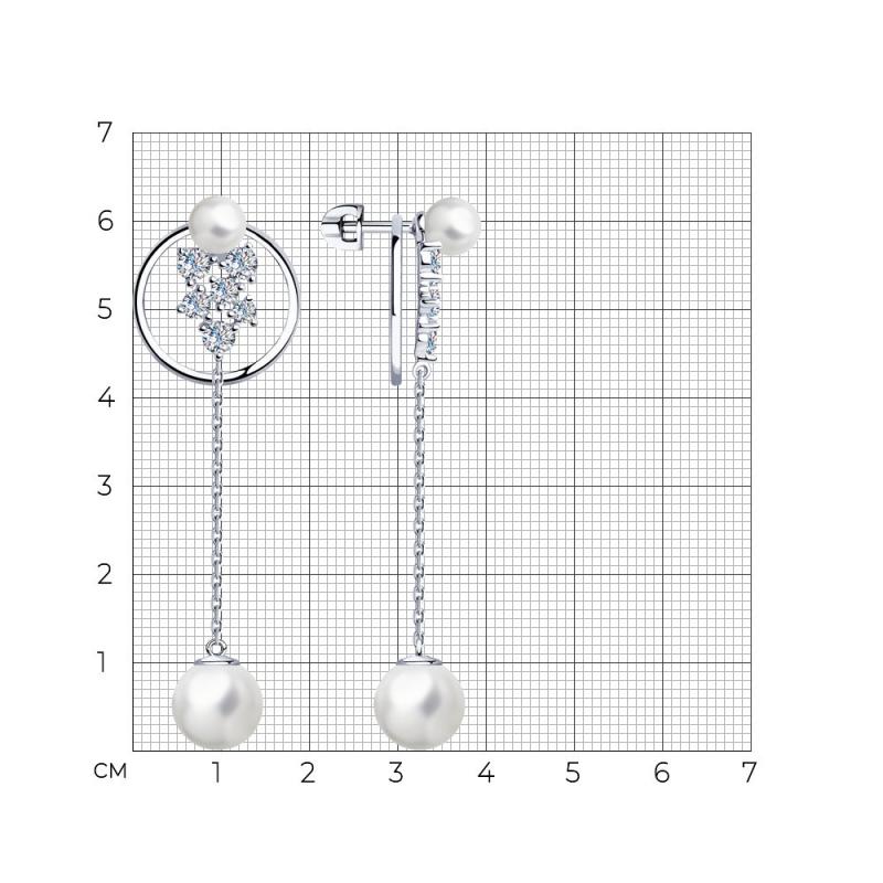 Пусеты из родированого серебра 925 пробы 94023531