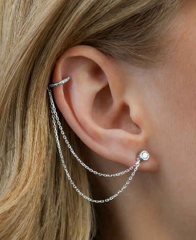 Пусеты из родированого серебра 925 пробы 6021529-00775