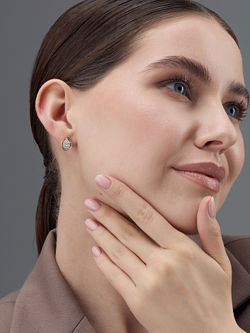 Пусеты из золота 585 пробы 26001-100 с бриллиантами