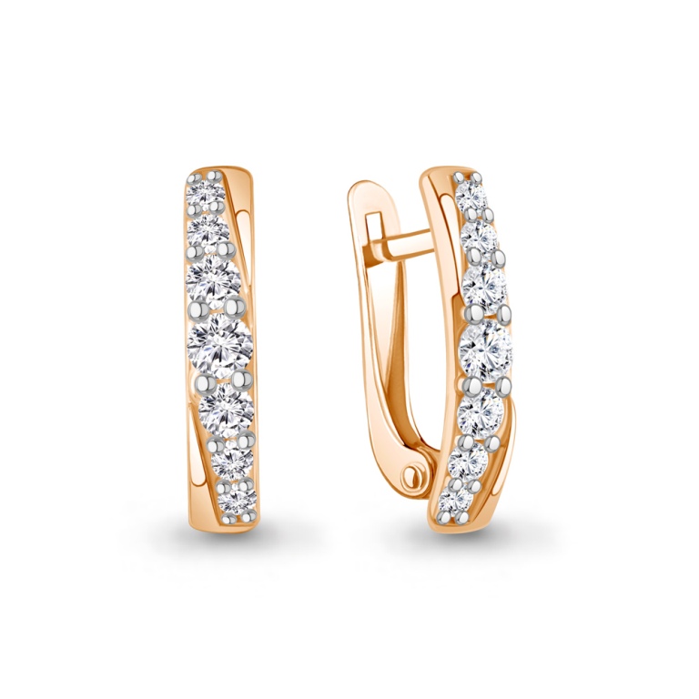 Серьги с английским замком женские из красного золота 585 пробы 400612А