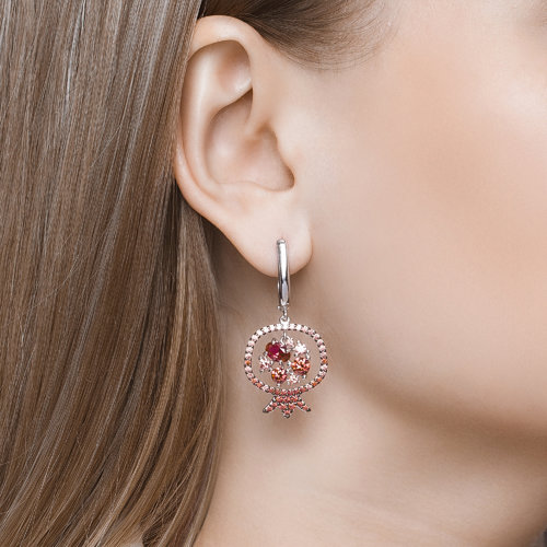 Серьги с английским замком женские из родированого серебра 925 пробы 94023785