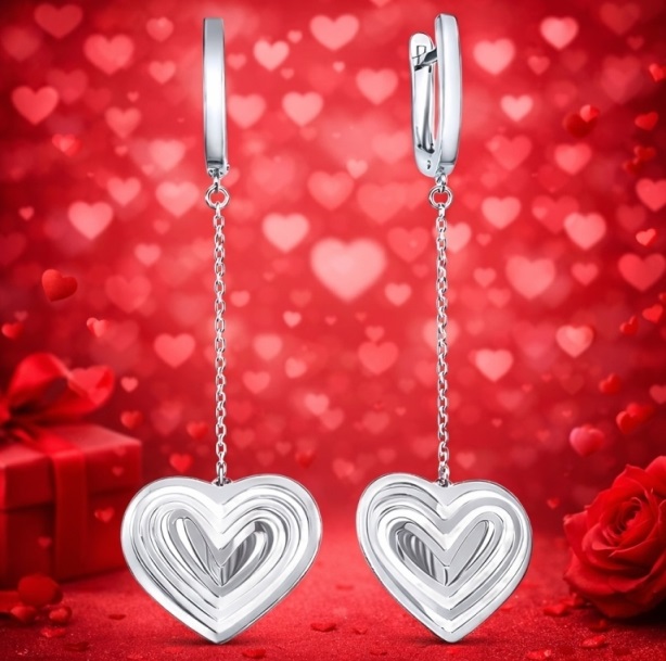 Серьги женские из родированного серебра 925 пробы с120864