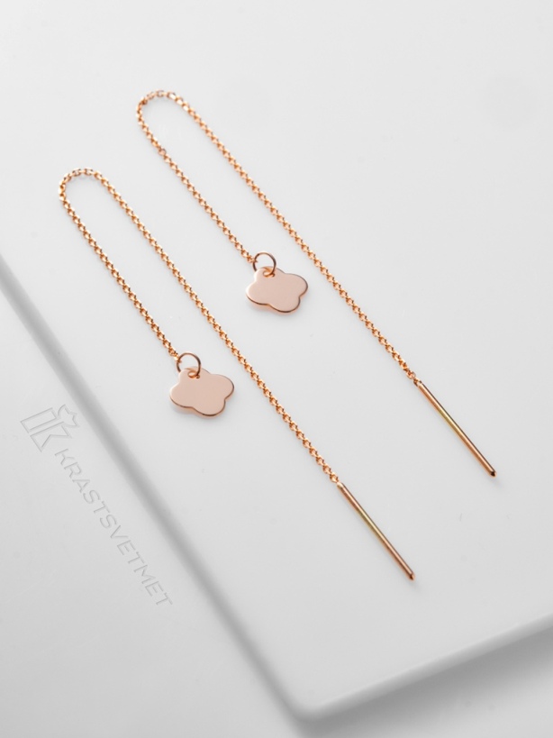Серьги протяжки женские из красного золота 585 пробы НС12-1850