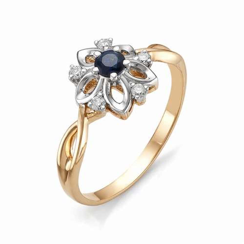 Кольцо из золота 585 пробы К1302-122 с бриллиантами и сапфиром