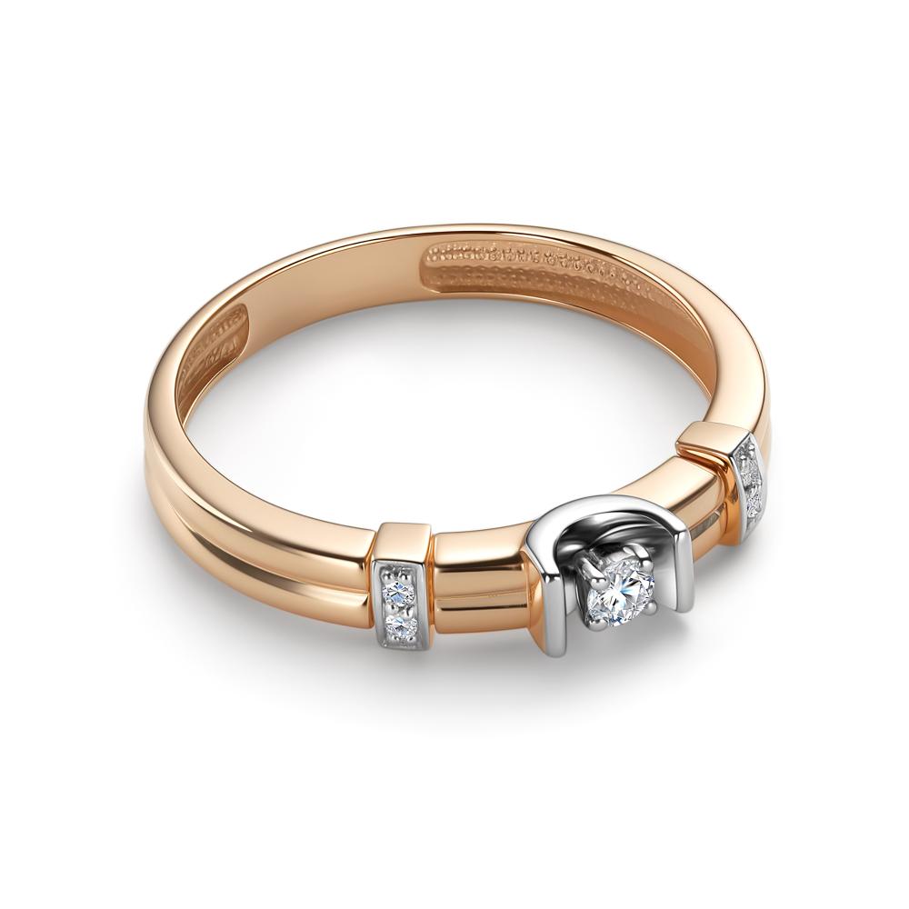 Кольцо из красного золота 585 пробы 16501-100 с бриллиантом