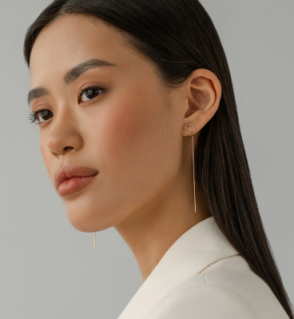 Серьги протяжки женские из красного золота 585 пробы НС12-406