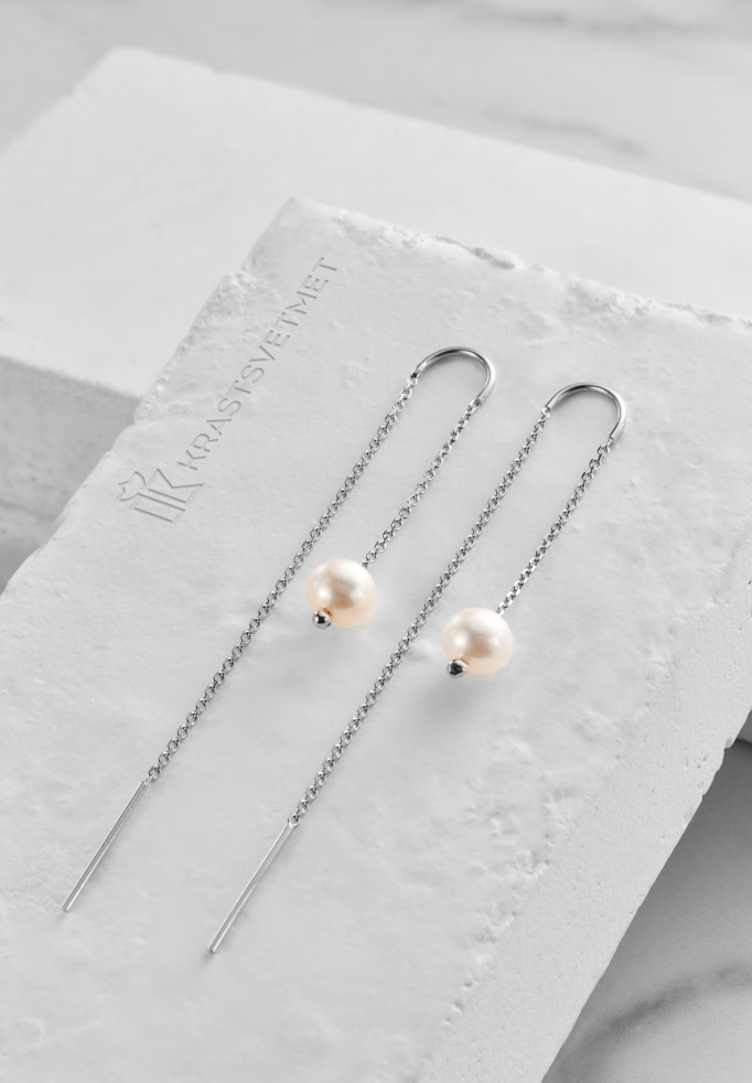 Серьги протяжки женские из родированого серебра 925 пробы НС22-345-3