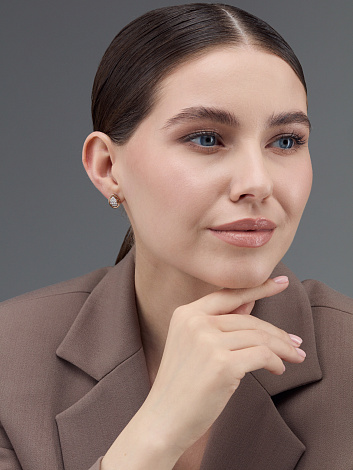 Пусеты из золота 585 пробы 26001-100 с бриллиантами