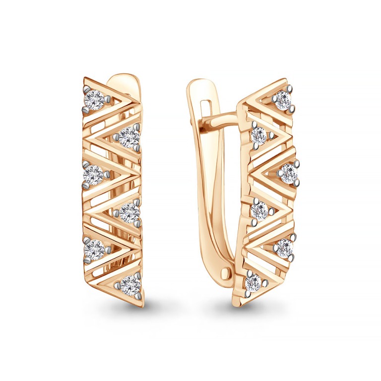 Серьги с английским замком женские из красного золота 585 пробы 400920А