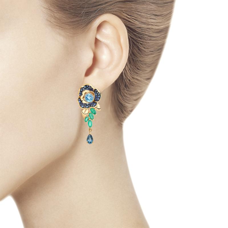 Серьги с английским замком женские из красного золота 585 пробы 725825