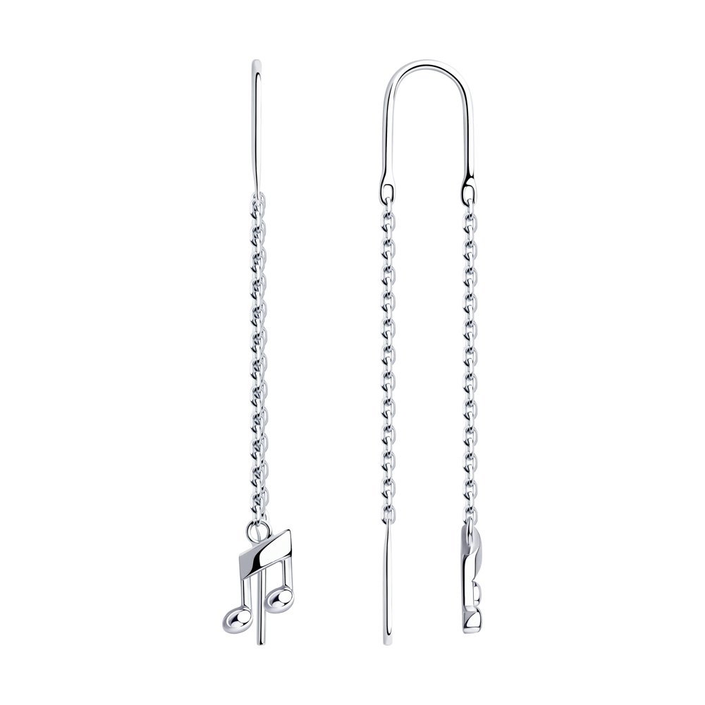 Серьги протяжки женские из родированого серебра 925 пробы 94024313