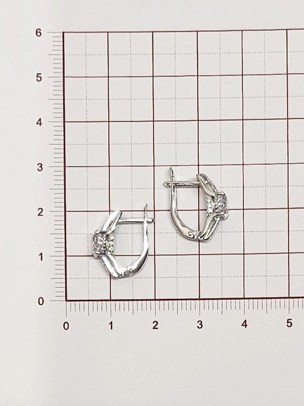 Серьги с английским замком женские из белого золота 585 пробы б124462