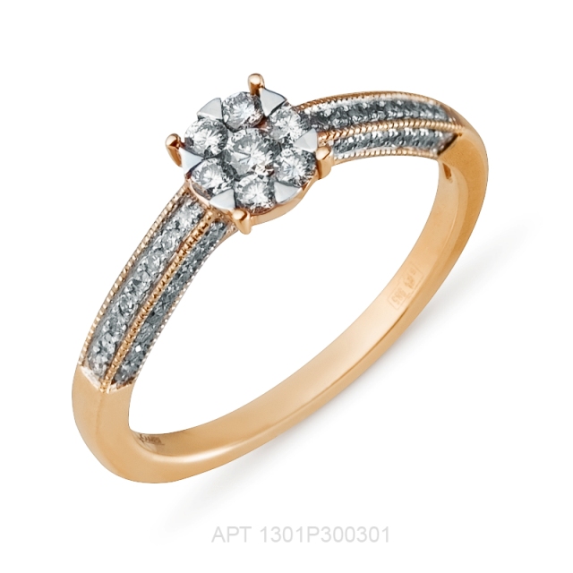 Кольцо из красного золота 585 пробы 1301Р300301 с бриллиантом