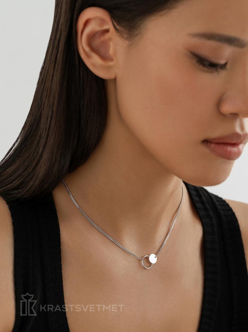 Колье из родированого серебра 925 пробы НХ22-2080-3 д. 0,5 мм