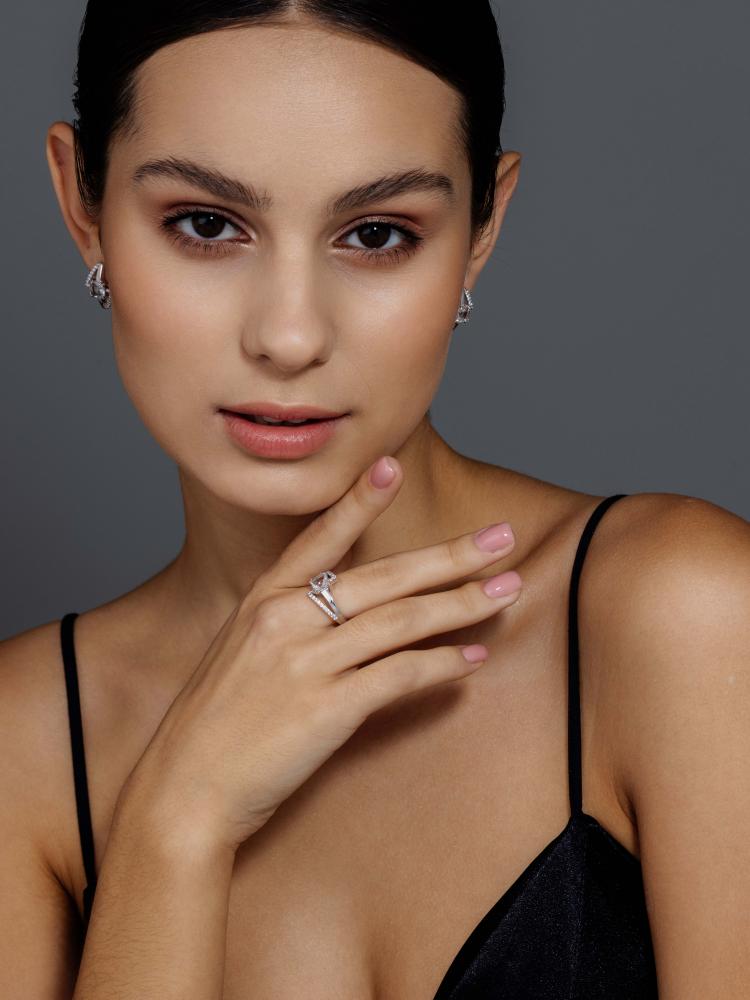 Кольцо из родированого серебра 925 пробы 01-4059/00ГХ-00