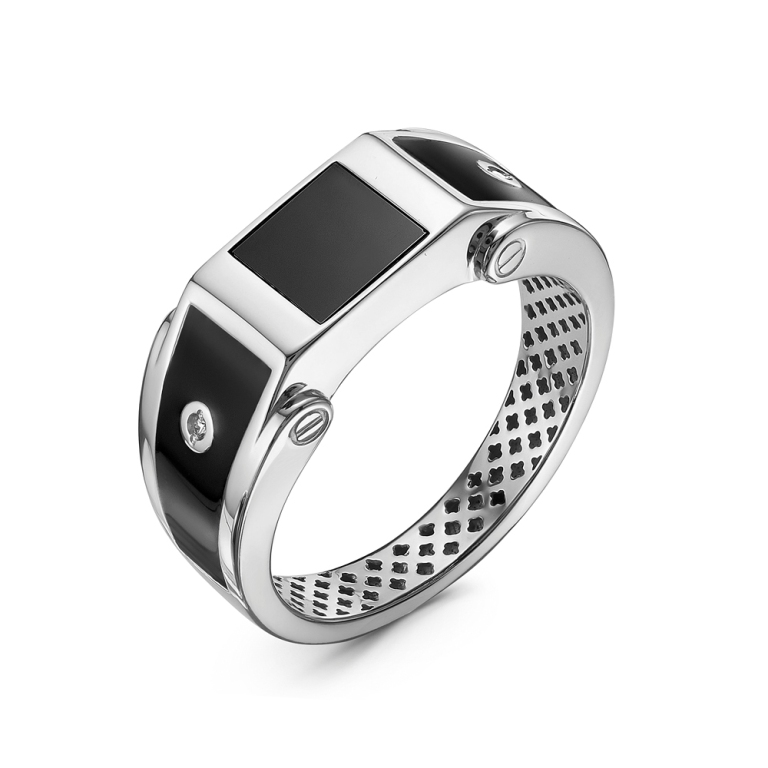 Печатка из родированого серебра 925 пробы с040008