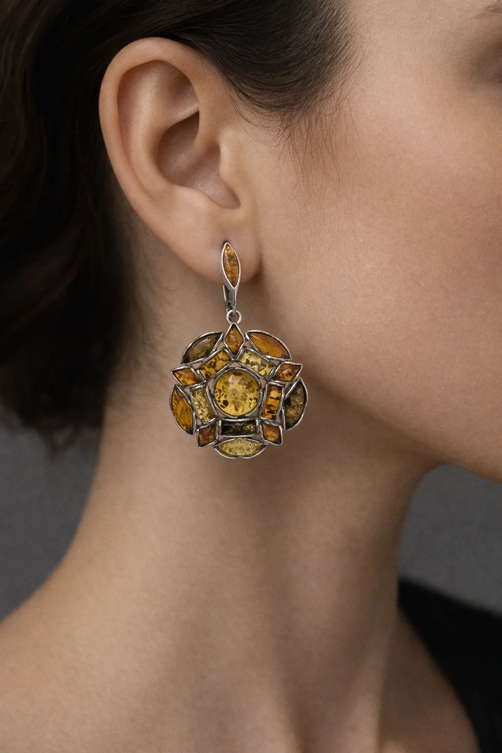 Серьги женские из родированого серебра 925 пробы 7/17 СИ-8-1/106
