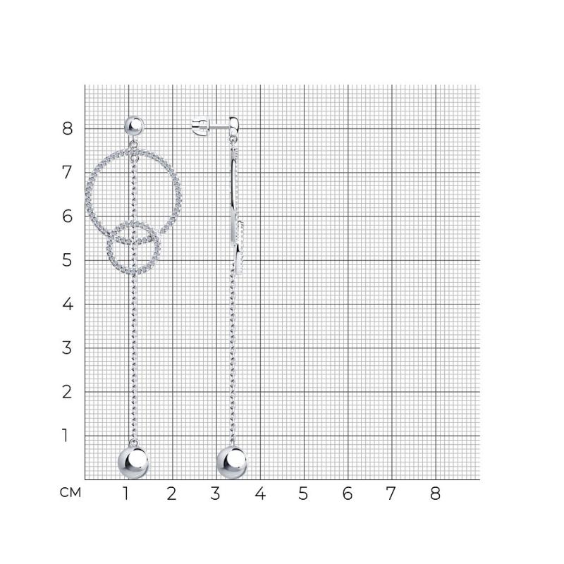 Пусеты из родированого серебра 925 пробы 94023600