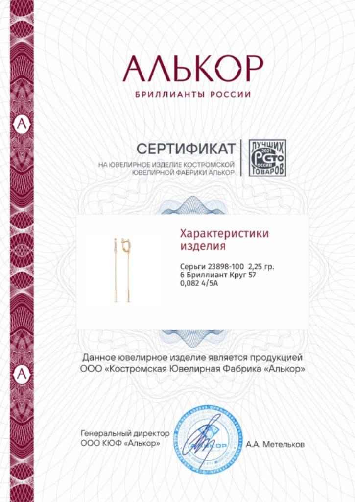 Серьги из золота 23898-100
