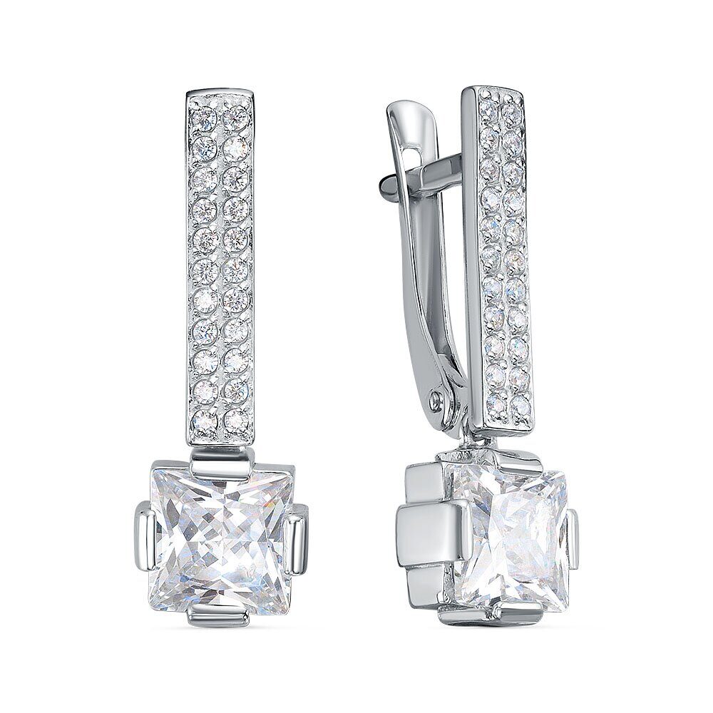 Серьги с английским замком женские из родированого серебра 925 пробы 3101028339