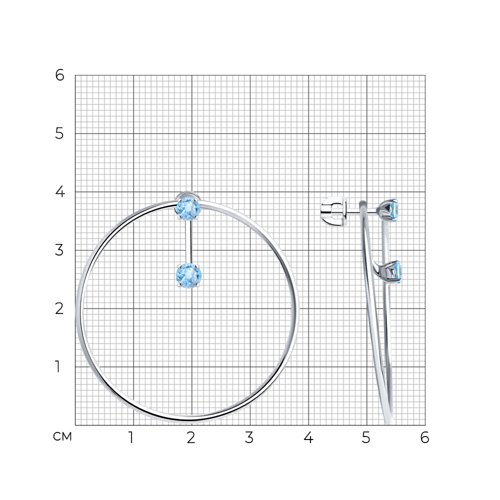 Пусеты из родированого серебра 925 пробы 92022447