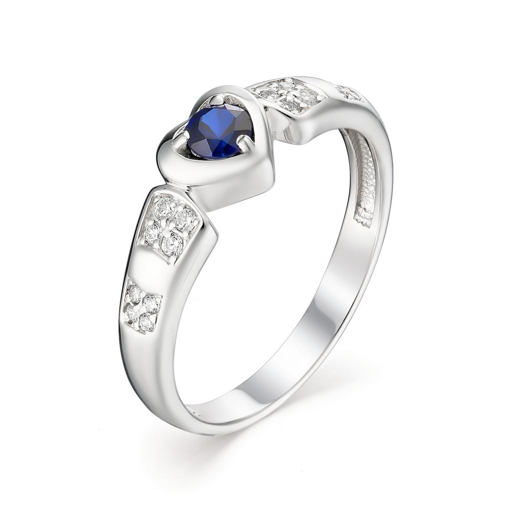 Кольцо из родированого серебра 925 пробы 01-1082/0ГТС-00 с сапфирами