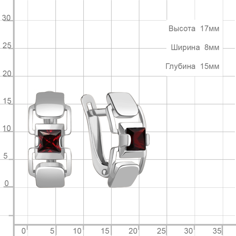 Серьги женские из родированного серебра 925 пробы 4790703 с гранатами
