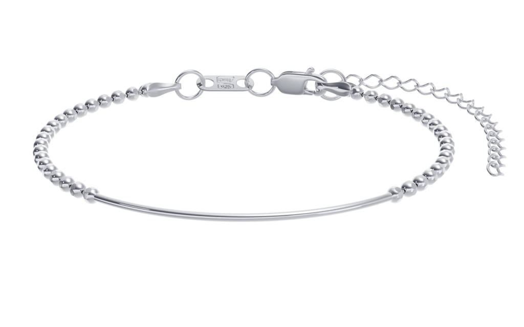 Браслет из родированого серебра 925 пробы НБ22-552-3 д. 2  , плетение: перлина