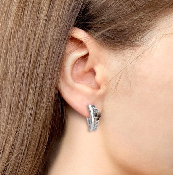 Серьги женские из родированного серебра 925 пробы 4961501 с кварцами