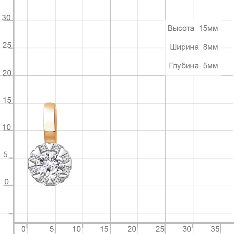 Подвеска из красного золота 585 пробы 24764А с фианитом
