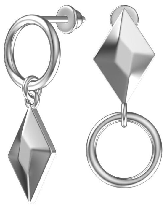 Пусеты из родированого серебра 925 пробы 6001494-00245