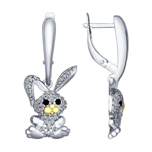 Серьги детские из родированого серебра 925 пробы 94022519