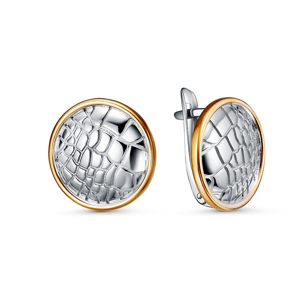 Серьги с английским замком женские из позолоченого серебра 925 пробы 3008029202