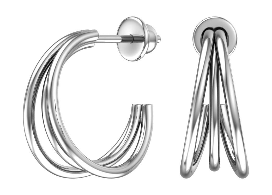 Пусеты из родированого серебра 925 пробы 6001475-00245