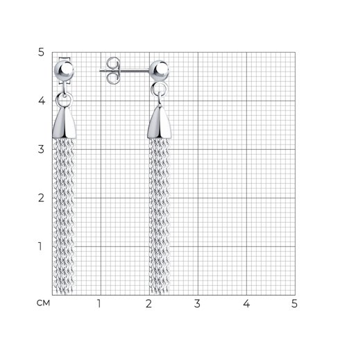 Пусеты из родированого серебра 925 пробы 94024500