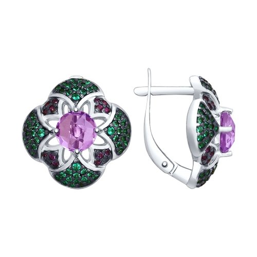 Серьги с английским замком женские из родированого серебра 925 пробы 92021580