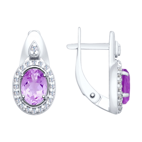 Серьги с английским замком женские из родированого серебра 925 пробы 92021686